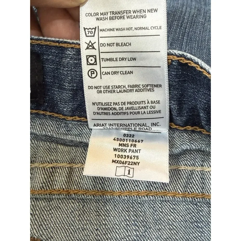 Ariat FR M7 Slim Straight Leg Jeans Mens 30x32 Flame Resistant Blue Denim CAT 2